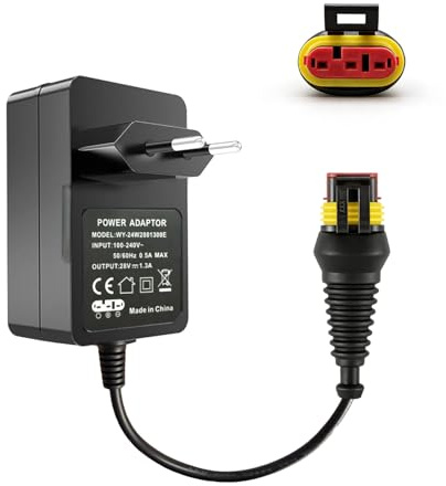 28V 1.3A Netzteil Adapter kompatibel mit Mähroboter Husqvarna Automower 105/305/310/315/315X/310 Mark II/‌Gardena R38Li/R40Li/R45Li/R50Li/R70Li/R75Li/R80Li/‌Sileno Life/City/Minimo Ladestation kabel
