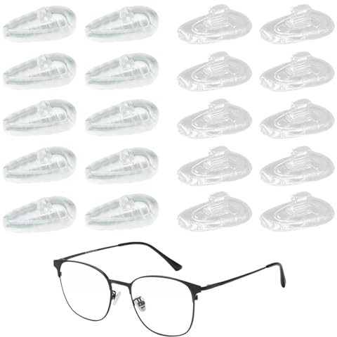 20 Pcs Brillen Nasenpads, 10 Einstecken und 10 mit Schrauben, Silikon Transparent Rutschfeste Nasenpads Brille, Brillenpads Weiche zum Stecken, Brillen Ersatzteile Nasenpads für Brillen