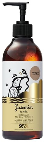 YOPE Duschgel Jasmin & Tonka, Feuchtigkeitspflege für trockene Haut, 400 ml | Vegane Formel, Beruhigendes Jasminwasser, Pflegender Tonkasamen-Extrakt, Dermatologisch Getestet für Empfindliche Haut