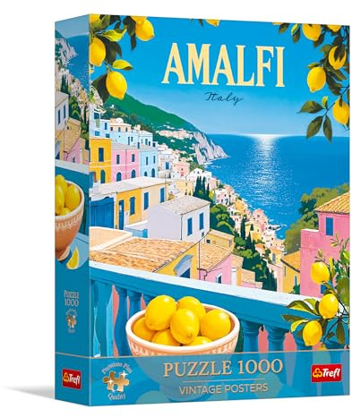 Trefl - Puzzle 1000 Teile, Vintage Poster Amalfi, Italien, Premium Plus