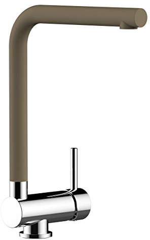 VIZIO Einhebel Küchenmischer Vorfenster Küchenarmatur 6cm mit Sand schwenkbarem L Auslauf/CHROM/Profi/Design/Restaurant/Haus (Sand)