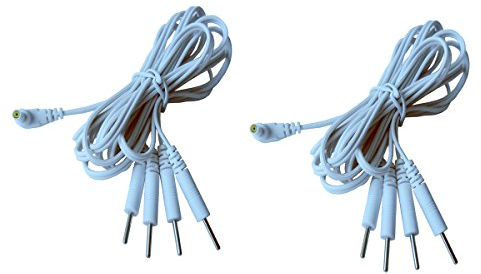 JTKENS 4-in-1-Ersatz-Elektrodenleitungskabel, Anschlusskabel, DC-Kopf, 2,35 mm, 2 mm, für TENS 7000 und TENS Maschinen, 2 Stück