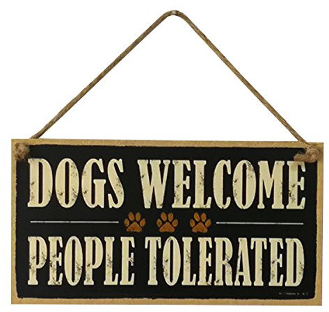 VORCOOL DOGS WELCOME PEOPLE TOLERATED Wood Sign Farm Decorative Plaque Hanging Board