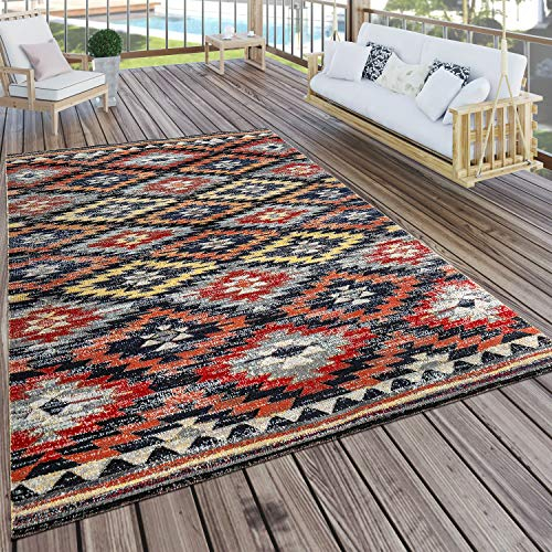 Paco Home In- & Outdoor Teppich Modern Zickzack Muster Terrassen Teppich Bunt, Grösse:240x340 cm