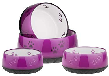 EHASO Hundenapf mit Pfötchen - Futter- und Trinknapf für kleine und große Hunde, unifarben (Pink, 330ml)