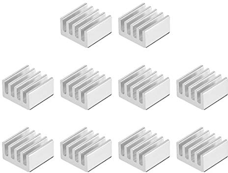 sourcing map 10Stk. 5x9x9mm Silber Aluminum Kühlkörper Selbstklebender Kühlen 3D Druckern