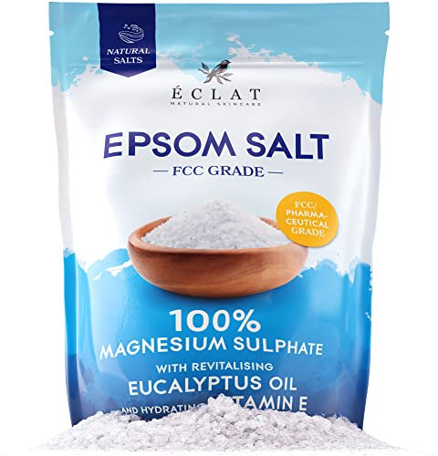 Epsom Bath Salts - 100% Epsom Salt - Pure Magnesium Bath Salts with Eucalyptus Oil & Vitamin E - Epsom Salts for Bath, Epsom Salts for Feet - Bath Salts Muscle Soak