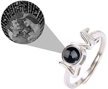 Ich Liebe Dich Ring in 100 Sprachen Benutzerdefinierter Name/Fotoprojektionsring, 925 Sterling Silber Liebesring Personalisiertes Schmuckgeschenk für Mutterliebhaber