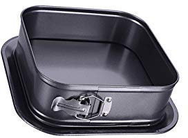 Moule à gâteau carré avec boucle, fond amovible, pour quiche, tarte, fromage et souris (24 x 28 x 8 cm)