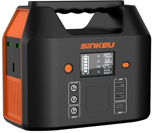 SinKeu Portable Power Station,27000mAh/99Wh Solar Generator with 230V/150W AC Outlet for Camping Emergency Outdoor Adventure Picnic Fishing Travel Party RV Trip(Solar Panel Not Included)
