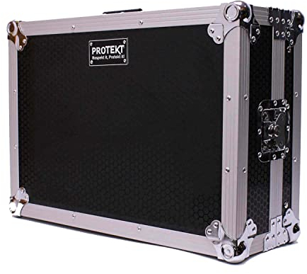 Protekt DDJ-FLX4 DDJ-400 Plus Series CSFLX4 DJ Flight Case + ripiano per laptop per controller Pioneer, Nero , 595 x 435 x 230 mm, Custodia per DJ