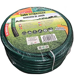 Tubo Irrigazione Retinato 5/8'' 15mm, Tubo Acqua Giardino, 3 Strati Colore Nero Verde (25M)