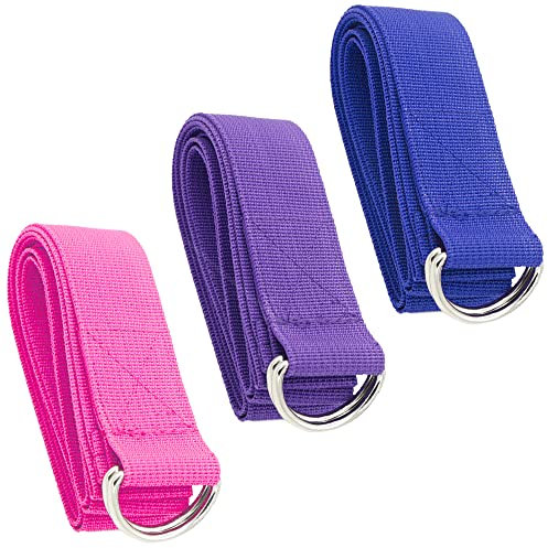 3 Pcs Yoga Straps D-Ring Buckle Yoga Strap Durable Yoga Stretching Belt Yoga Stretching Strap for Yoga Practice Pilates Exercise Dance Fitness