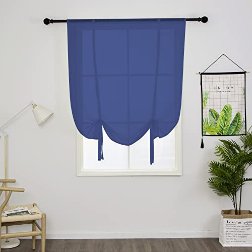 SIMPVALE 1 Stück Sheer Voile Vorhänge, 140×140cm Dunkelblau Raffrollo Vorhang, Transparente Gardinen für Wohnzimmer Schlafzimmer