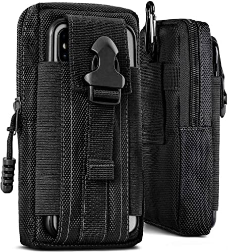 ONEFLOW Survival Case for Nokia 2660 Flip - Black Tactical EDC Phone Case with Belt Holder and Carabiner, Complete 360° Protection, Multiple Compartments for Accessories