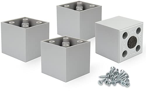 F!XBL Möbelfüße Möbelbeine 5 cm hoch mit Filzgleiter Modell Cuba Möbelfüße Grau Eckig 4er Set