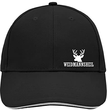 Huuraa Cappy Mütze Weidmannsheil Hirsch Jägergruß Geschenk Black/Light Grey Weidmannsheil Hirsch Präsent