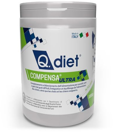 Q.Diet Ultra Compensa Hund Katze 1 kg – Nahrungsergänzungsmittel reich an Vitaminen und Mineralien, ideal zur Ergänzung der Ernährung zu Hause für Hunde und Katzen – Große Packung von Chilo.