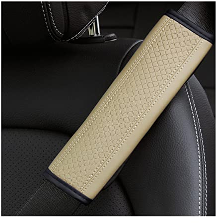 CGEAMDY 2 Stück Gurtpolster Auto für Auto-Innenzubehör, Sicherheitsgurt-Kissenbezug, Auto-Sicherheitsgurtbezüge für Erwachsene, Kinder, Frauen und Männer (Beige)