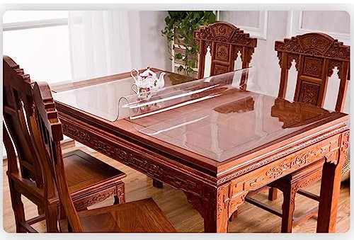 FLAVYO Nappe de Protection Transparente, Protection de Table en Verre Souple de 1 mm D'épaisseur pour Tapis de Sol de Bureau, Coussins de Chaise, Coiffeuses, Tables de Chevet (80x120cm/31x47in)