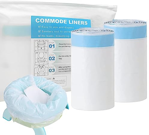 40 Pack Disposable Commode Liner Bags, Commode/Bed Pan Liners Disposable Waste Bags Fits Universal Commode Chair, Portable Toilet Bags, Camping Toilet Bags