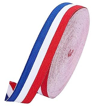 10 Meter Rot Weiß Blau Geschenkband, Medaillenband für Hochzeitsdekoration Geschenkverpackung und Nationale Feierlichkeiten Patriotisches Banne (10M X 20MM)