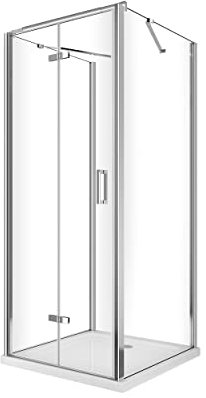 Douche pliante avec ouverture vers l'interieur et deux parois fixes H. 190 - bac à douche non inclus (72,5-75 Fixe – 57,5-60 Porte)