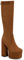 Stivali Alti al Ginocchio con Cerniera in Pelle Scamosciata Finta da Donna, Stivali GoGo con Plateau Tacco Alto Grosso 15 cm, Stivali Moda Autunno Inverno,Marrone,38