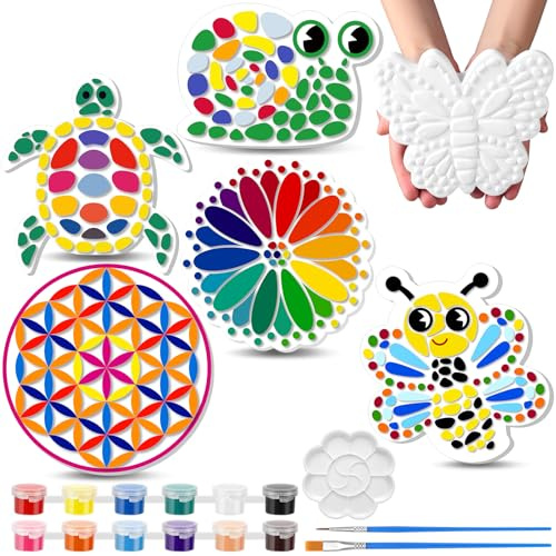 PullCrease 6 Pack Stepping Stone Ceramic Kit for Kids, Arts Garden Crafts