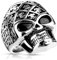 Paula & Fritz® Bague pour homme en argent avec tête de mort et fleur de lys en acier chirurgical 316L Taille 59 (18,8) à 75 (23,9) Bague pour femme Bague de couple Bague à motif, Acier chirurgical,