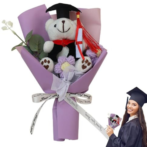 Generico Composizioni floreali artificiali, bouquet di fiori fatti a mano all'uncinetto - di laurea fatto a mano,Bouquet di fiori unico in peluche a lunga durata per bambini e ragazzi