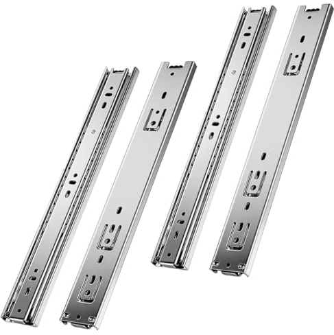 MOCNT 2 Paar (4 Stück) 200mm Schubladenführungen 35mm Nut Schubladenschienen 35kg Vollauszug Schubladenauszug Kugellager Stahl Schienen Schubladen Auszugsschienen Kabinett