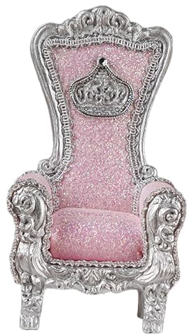 Colcolo 1/12 Puppenhaus Einzelsofa Puppenstuhl Sofa mit Sessel Miniatur Wohnzimmermöbel für Mikro-Landschaftszubehör, rosa und Silber