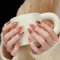 Pure Handmade Nails Press on Nail Reusable Fake Nails Short CatEYE Stick on Nails French Tip False Nails 10pcs (S, Q266)
