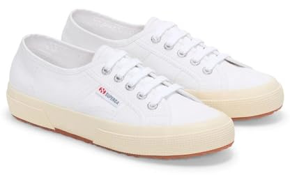 Superga 2750 Cotu Classic Canvas Sneaker für Damen und Herren - Low-Top Schnürschuhe mit Gummisohle und gepolsterter Innensohle, Weiß/Off-White, 5 Women/3.5 Men