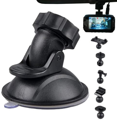 Car Mount for Camera | Dashcam Mount with 5 Adapters | Strong Suction Suction Mount, 360 Degree Adjustable Car Dashboard Accessories for Car Dashboard, Photography, Navigation