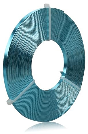Filo piatto di alluminio – 5 x 1 mm – 10 metri di larghezza filo piatto per gioielli artigianali per attaccatura, modellazione, rubinetto, creazione di gioielli, blu cielo