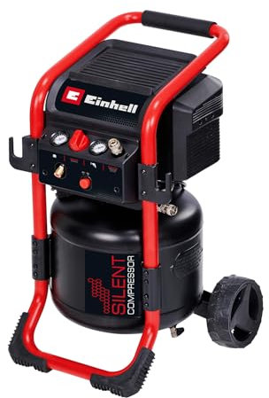 Einhell Kompressor TE-AC 240/24 Silent (1500 W, max. 10 bar, 24 L Tank, ölfrei, 240 l/min Ansaugleistung, 70 dB Flüsterkompressor, 2 Manometer, Druckminderer)