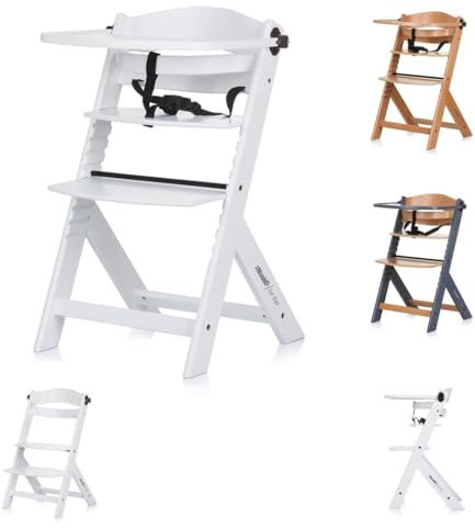 Chipolino Kinderhochstuhl Tip Top, Holz, verstellbar, Tisch, Gurt, Treppenstuhl, Farben:weiß