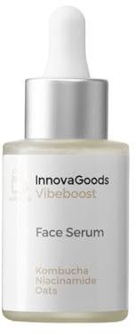 InnovaGoods Serum facial 30ml, con extracto de Kombucha, niacinamida, ácido hialurónico, caléndula & avena, serúm hidratante facial mujer, revitaliza, mejora la elasticidad, para todo tipo de piel