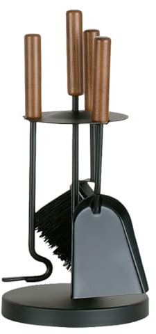 FIREFIX K2452 Kamingerät klein mit dunklen Holzgriffen, schwarz beschichtet