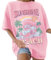 Lonya T-Shirt Oversize à col Rond pour Femme Tee Shirt à Manches Courtes Grande Taille Femme Sunshine Lettres Créatives Arc-en-Ciel Haut D'été Décontracté Coton Loose Streetwear Top, Rose, L