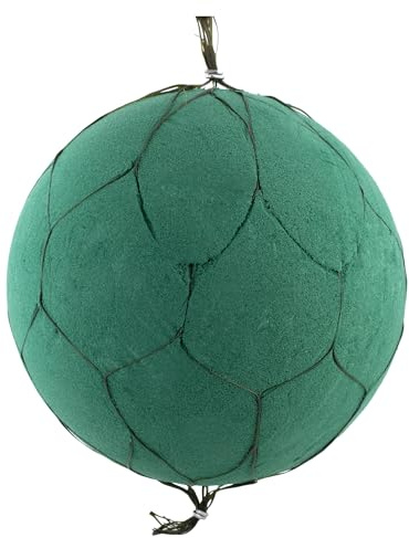 Nass Steckschaum Kugel 20cm im Netz 1 Stück - für Profi Floristen & Hobby Bastler - Frischblumen Steckschwamm - Blumen Steckmasse Blumensteckschaum - Floristik Zubehör & Floristikbedarf - Grün