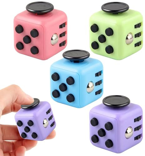 Anti-Stress Würfel Spielzeug 4 Stück Anti Stresswürfel Cube Anti Stress Cube mit 6 Seiten Funktion Fidget Toy Cube für Kinder und Erwachsene Stressaubbau bei Nervösität