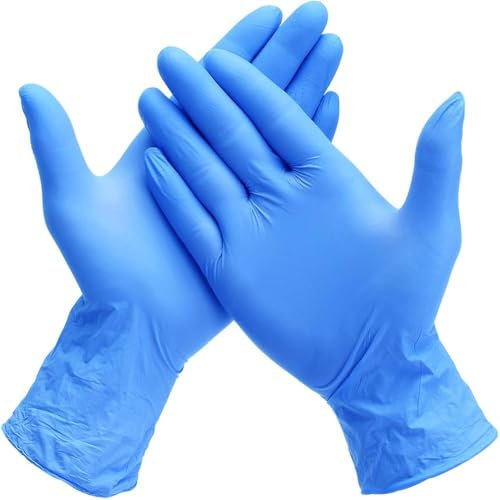 The Real Touch Nitrile Disposable Gloves Blue - Latex-Free, Powder-Free, Puncture-Resistant, Comfortable, Textured, Tear-Resistant for Medical, Food Prep, Tattooing & Cleaning & More (100, M)