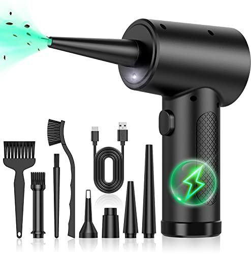 Compressed Air Duster-200000RPM Super Power Cordless Electric Air Blower Duster, USB Rechargeable Durable 3-Gear Adjustable Dust Blower Cleaner for PC, Keyboard, Outdoor, House and Car (Brown)