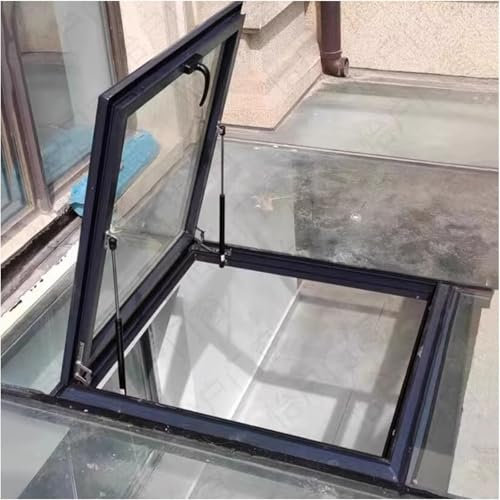 GUQASDV Dachfenster, Geneigtes Flachdach-Lichtschacht-Schiebefenster, Aluminiumlegierungsrahmen Und Gehärtetes Glas, UV Und Schalldämmung, for Keller/Dachboden(Nero,60x75cm/23.6x29.5in)
