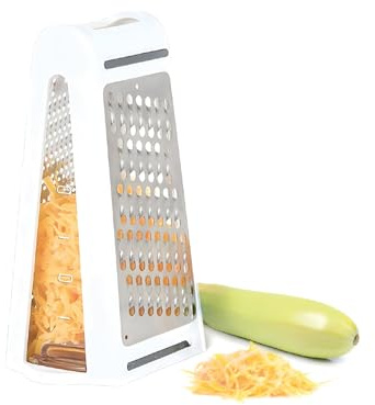 Wintem– Grattugia Multiuso in Acciaio Inox con Doppia Lama e Contenitore Rimovibile, Grattugia Manuale Ideale per Formaggio, Verdure e Cioccolato
