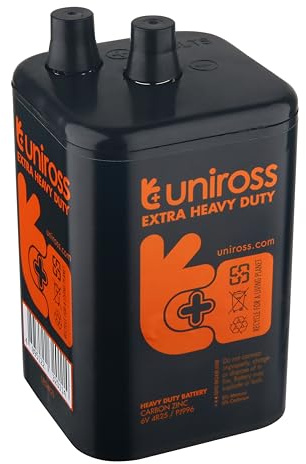 Uniross Battery 4R25 6 V 996 430 4R25X Saline for Torches, Fixed or Flashing Lights for Construction Site Alarm Systems DIY Extra Long Life