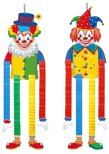 Ajuanbazha 2 Stück Clown Banner Karneval Clown Deko Hängend Tür Wand Retractable Fußanhänger Karneval Deko Fenster Geeignet